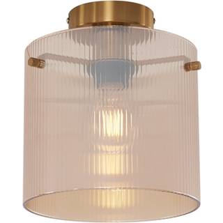 Art Deco loftslampe messing med ravglas - Laura
