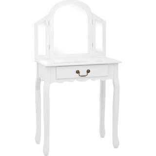 kosmetikbord med taburet 65x36x128 cm kejsertræ MDF hvid