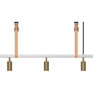 RUBN Long John Pendel 3 Spots (100 cm) White/Brass Natural leather