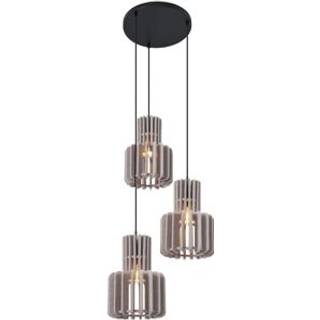 Retro pendellampe sort med taupe 3-lys - Filt