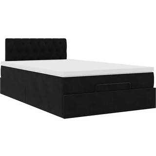 Osmannisk Sengeramme Med Madras Fløjl Sort - Med pynteknapper / 120 x 200 cm