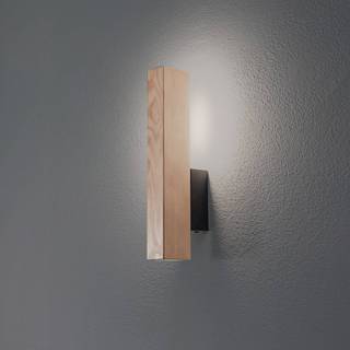 LED-væglampe i træ Teo, fyr, 31 cm, 3000 K