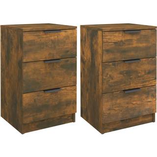Sengeborde 2 Stk. 40X35X70 Cm Røget Egetræsfarve