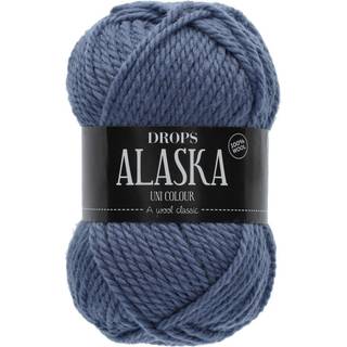 DROPS Alaska 57 Jeansblå (Uni Colour) Indhold: 100% Uld Garngruppe: C (16 - 19 masker) / 10 ply / aran / worsted Vægt/længde: 50 gram = ca. 70 meter Anbefalede pinde: 5 mm Strikkefasthed: 10 x 10 cm = 17 m x 22 p Håndvask, max 30°C / Tørres fladt / Kan filtes.