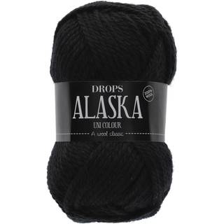 DROPS Alaska 06 Sort (Uni Colour) Indhold: 100% Uld Garngruppe: C (16 - 19 masker) / 10 ply / aran / worsted Vægt/længde: 50 gram = ca. 70 meter Anbefalede pinde: 5 mm Strikkefasthed: 10 x 10 cm = 17 m x 22 p Håndvask, max 30°C / Tørres fladt / Kan filtes.