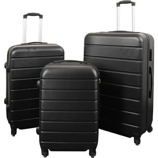 Kuffertsæt - 3 Stk. - Eksklusivt hardcase billige kufferter - Sort med striber