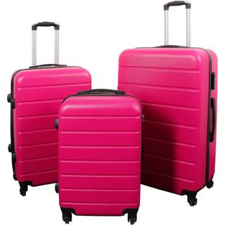 Kuffertsæt - 3 Stk. - Eksklusivt hardcase billige kufferter - Pink med striber