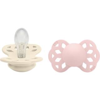 BIBS Infinity 2 pk Silicone Symmetrical str 1 Ivory/Blossom