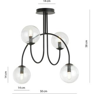 Archi 4A Sort/Transparent lysekrone - Ø14 cm, E14, 230V, uden lyskilde