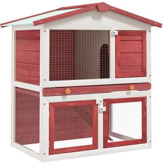 udendørs kaninbur 3 døre træ rød