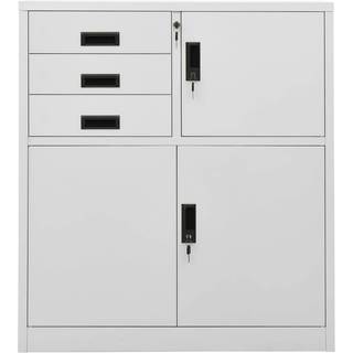 kontorskab 90x40x102 cm stål lysegrå