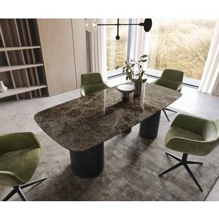 Esstisch Edge Boot 200x100 Keramik Laminam® Emperador Extra Lucidato Dunkelbraun Troa Metall Schwarz - Laminam®Emperador Extra Lucidato Dunkelbraun