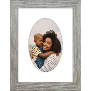 AmericanFlat 4x6 Billedramme med ovalformet m?tte i drivved - Brug som 6x8 billedramme uden mat eller 4x6 ramme med Mat - Engineered tr?ramme med