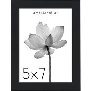 AmericanFlat 5x7 Billedramme med knust -resistent glas - Soho Collection - Gallery Style Deep Molding Frame til bordplade og v?gvisning - sort