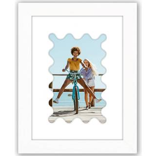 AmericanFlat 4x6 Billedramme med b?lget mat i hvidt - Brug som 6x8 billedramme uden mat eller 4x6 ramme med Mat - Engineered tr?ramme med knust -