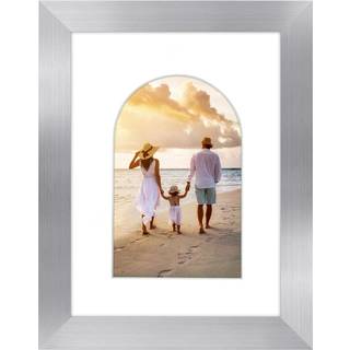 AmericanFlat 4x6 Billedramme med bueformet mat i s?lv - Brug som 6x8 billedramme uden Mat eller 4x6 ramme med Mat - Engineered tr?ramme med knust