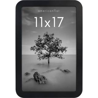 AmericanFlat 11x17 Billedramme med runde hj?rner i sort - konstrueret tr?ramme med knust -resistent glas til v?g eller bordplade - vandret eller