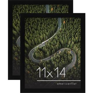 AmericanFlat 11x14 Billedramme i sort - S?t med 2 - Engineered tr?ramme med knust -resistent glas og h?ngende hardware til v?gvisning