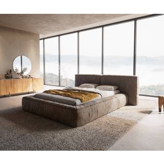 Polsterbettgestell Coperti 140x200 cm Mikrofaser Taupe Vintage