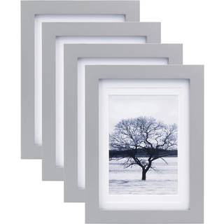EGOFINE 5X7 Billedrammer d?kket af Plexiglass 4 Pack til billede 4x6 med Mat eller 5x7 Whitout Mat lavet af massivt tr? til bordplade og v?gmonte