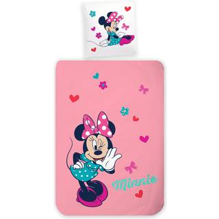 Minnie sengetøj 100x140 cm - Junior sengesæt med Minnie Mouse - Vendbart motiv - 100% bomulds sengelinned