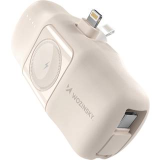 Wozinsky Mini Powerbank Lightning med USB-C & Apple Watch oplader 5000mAh - Beige