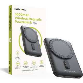Mobile Origin Wireless Magnetic PowerBank 5000mAh PB10 Powerbank - Sort - 5000 mAh