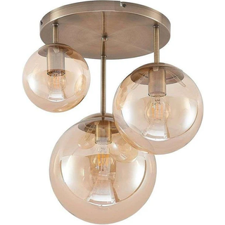 Lindby loftlampe Teeja, amber, 3 lyskilder, Ø47cm, glas, E27