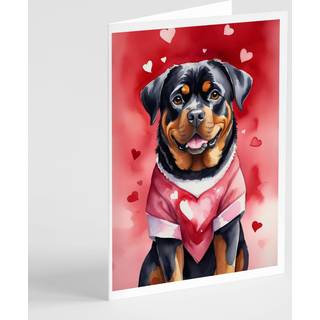 Caroline's Treasures DAC5429GCA7P ROTTWEILER Mine Valentine lykønskningskortpakke med 8 blanke kort med konvolutter, finurlig A7 -størrelse 5x7 t
