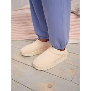 Next Cream Borg Flatform Shoot Fleece Lined Slippers