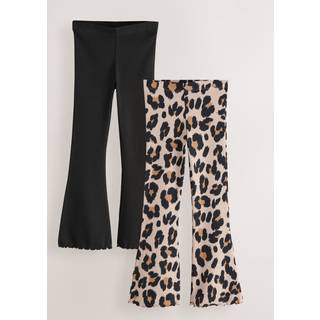 Next Black and Animal 2 Pack Rib Flare Leggings (3-16yrs)