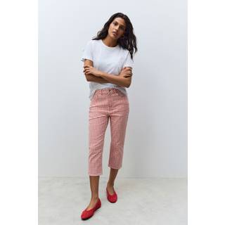 Next Red/White Gingham Authentic Denim Cropped Capri Jeans