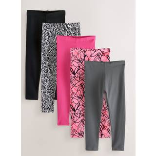 Next Pink/Charcoal Heart Leggings 5 Pack (3-16yrs)