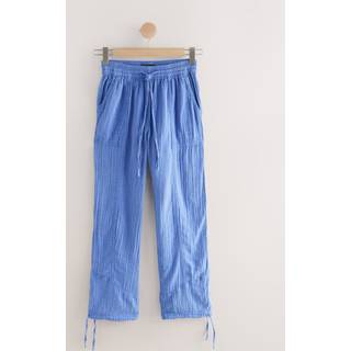 Next Navy 100% Cotton Double Cloth Pull On Harem Trousers