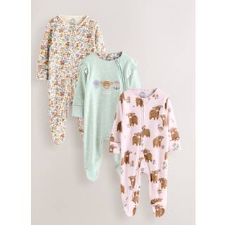 Next Green Hamish Baby Two Way Zip Sleepsuits 3 Pack