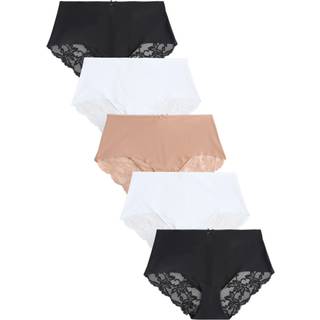Next Black / White / Praline Nude Midi No VPL Lace Back Briefs 5 Pack