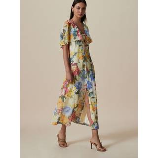 Next Yellow Floral Occasion Mesh Cape Maxi Dress
