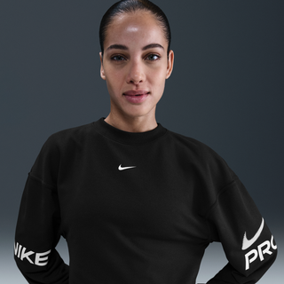 Løstsiddende Nike Pro-Dri-FIT-sweatshirt i french terry med rund hals til kvinder - sort - S (EU 36-38)