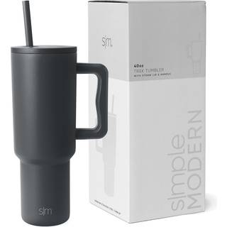 Enkel moderne 40 oz tumbler med h?ndtag og halm l?g | Isoleret kop genanvendelig rustfrit st?l vandflaske rejse krus cupholder venlig | Gaver til