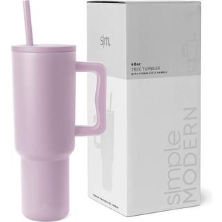 Enkel moderne 40 oz tumbler med h?ndtag og halm l?g | Isoleret kop genanvendelig rustfrit st?l Vandflaske rejse krus Cupholder Brug | Gaver til k