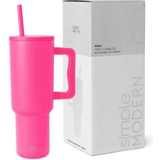 Enkel moderne 40 oz tumbler med h?ndtag og halm l?g | Isoleret kop genanvendelig rustfrit st?l vandflaske rejse krus cupholder venlig | Gaver til