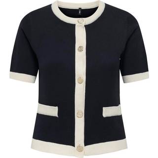 Only - Onlcoco Life Ss Button Cardigan Cc Knt - 4772414 Night Sky Birch Contrast