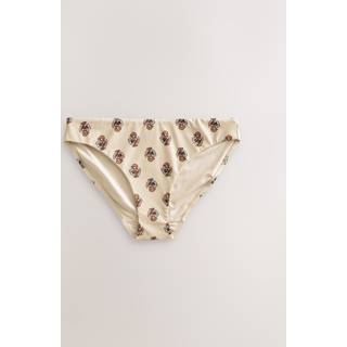 Next Ecru Woodblock Lettuce Edge High Leg Bikini Bottoms