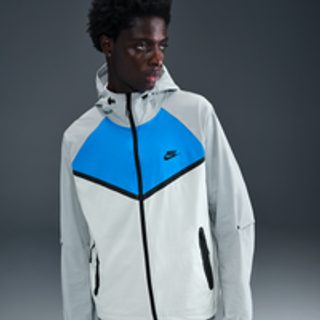 Vævet Nike Tech Windrunner-jakke med fuld lynlås til mænd - grå - XL