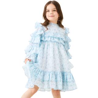 Angel & Rocket Angel & Rocket Blue Imogen Leopard Print Frill Dress