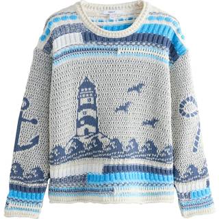 Next Grafisk Print Sting Rullekant Jumper