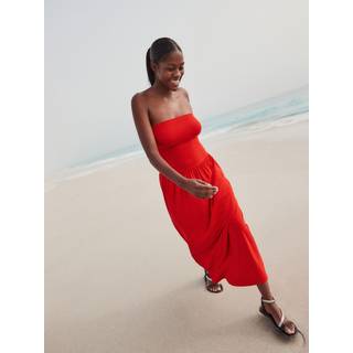 Next Red Drop Waist Bandeau Maxi Length Jersey Dress