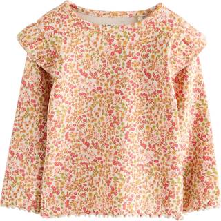 Next Orange Ditsy Floral Ribbed Long Sleeve Frill T-Shirt (3mths-7yrs)