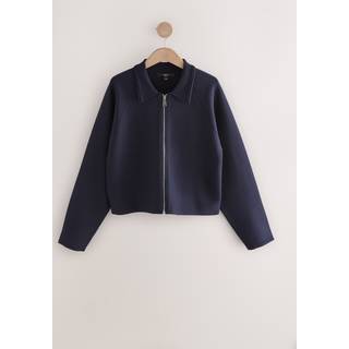 Next Navy Blue Smart Zip Through Knitted Collar Jacket