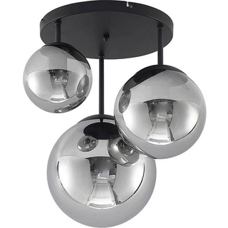 Lindby loftlampe Teeja, smoke, 3 lyskilder, Ø47cm, glas, E27